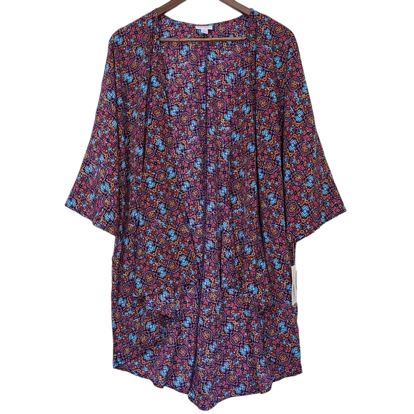 LuLaRoe Lindsay Kimono Womens Sz Large Open Front Draped Cardigan Cover Up - Picture 1 of 12